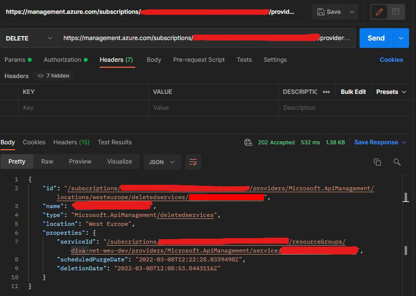 Purging Deleted Services In Azure With Postman
