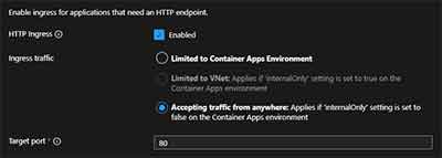 Setting up HTTP Ingress for Azure Container Apps
